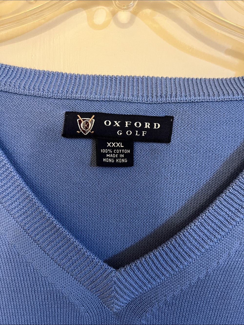 Oxford Men’s Sky Blue V-Neck Cotton Sweater